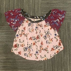 Purple floral blouse